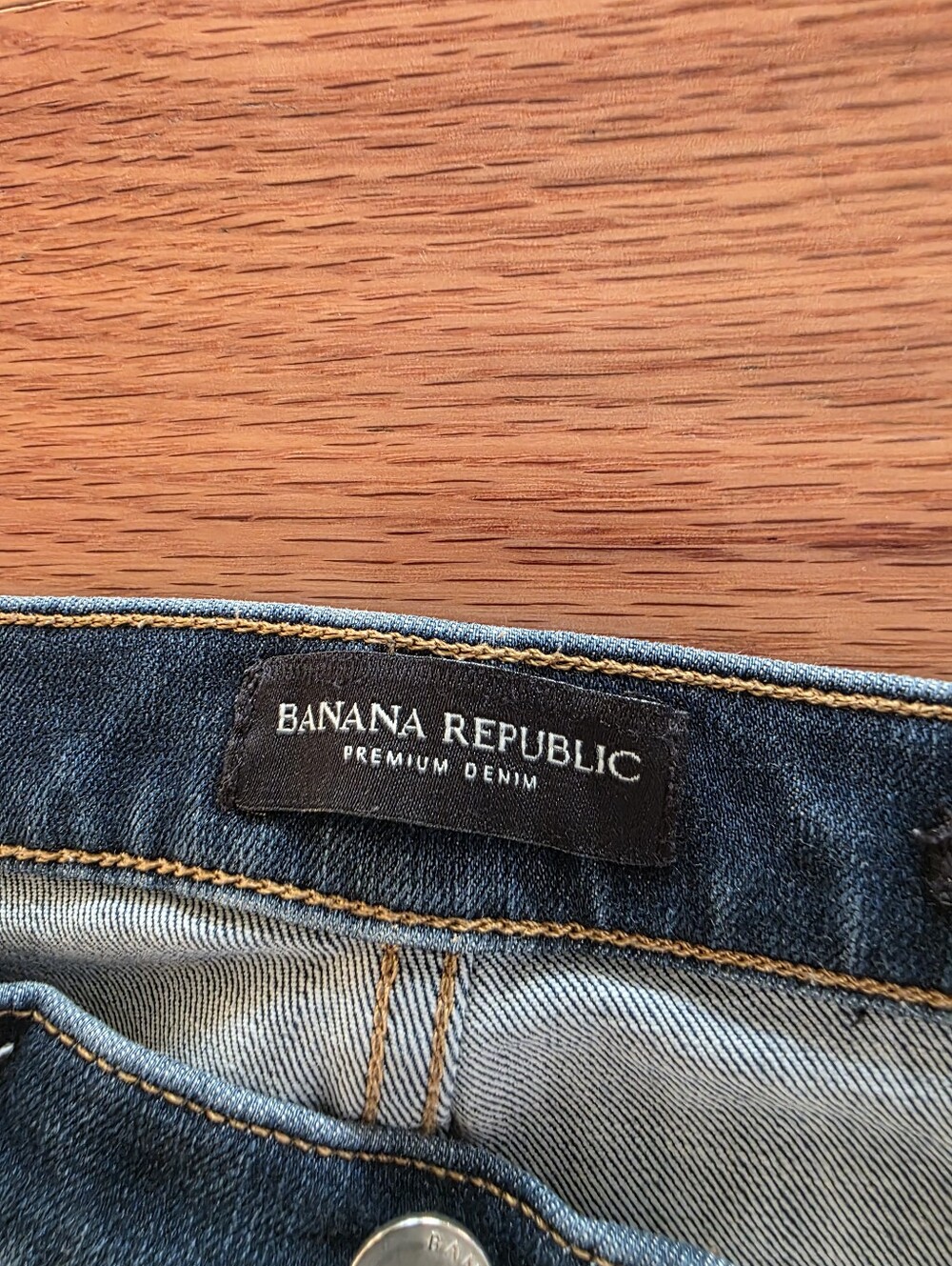 Banana Republic Dark Indigo Denim Jeans with Gold Stitching